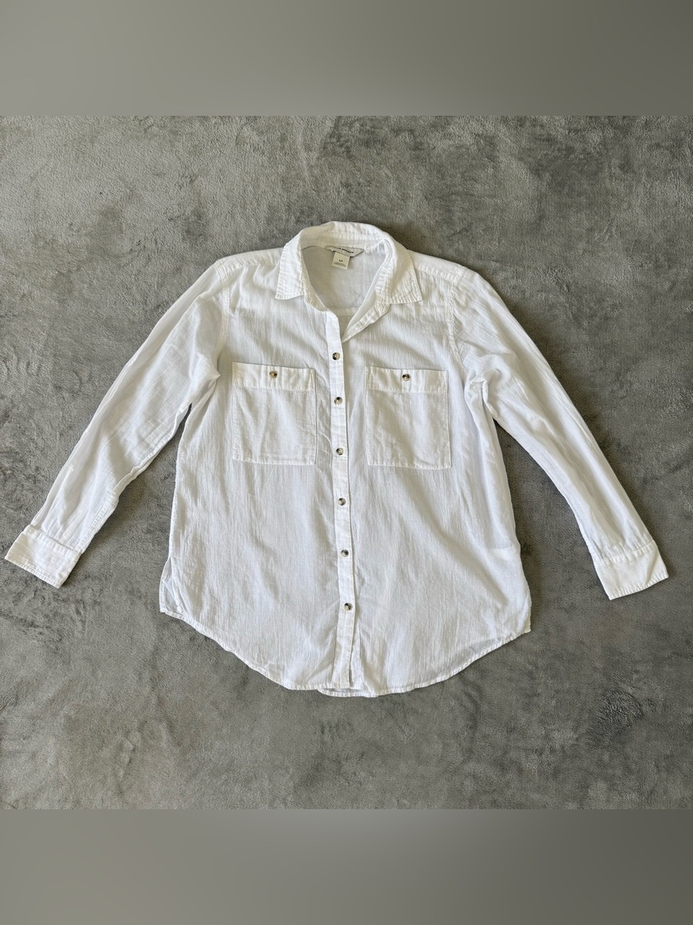 Club Monaco White Cotton Button Front Shirt Women’s Small Long Sleeve Pockets